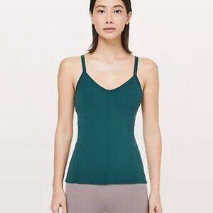 hugged and held in top lululemon in royal emerald